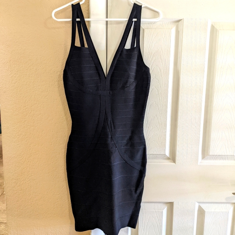 ANGL, Women's Fitted Dress, Size L, Black